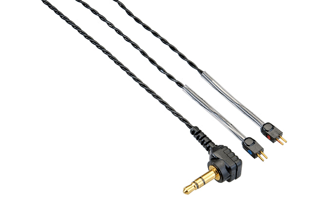 Audio cable with gold connector on a white background