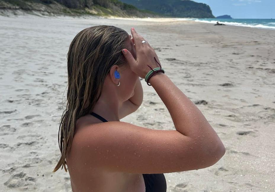 Custom PE SwimFit earplugs keep swimmer's ears dry, providing comfortable, secure ear protection during swimming and water activities.