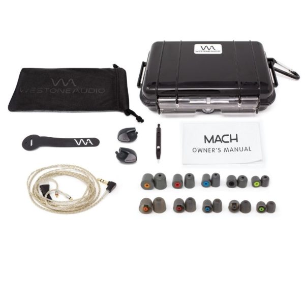 Westone Audio Mach80 In-Ear Monitor Earphones with tips, case, and cable