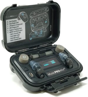 Etymotic Music Pro Elite Earplugs in Product case and accessories