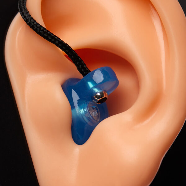 PACS Pro custom earplugs with grip and cord in ear